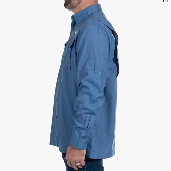 Habit Moonlight Blue Belcoast Long Sleeve River Guide Fishing Shirt Size Large - Picture 3 of 5